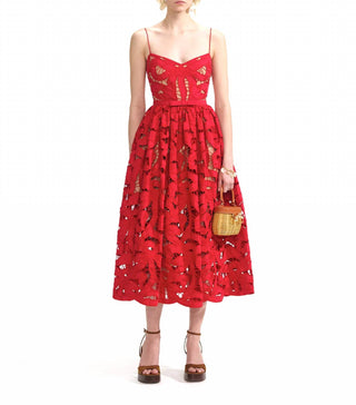 Self-Portrait - Bow Embroidered Midi Dress