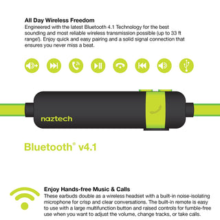 Naztech NX80 Wireless Bluetooth Headset for Universal/Smart Phones/Computer