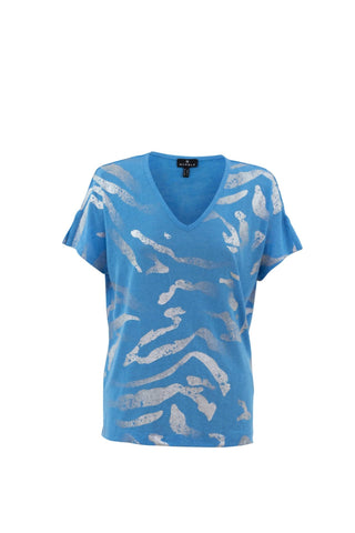 Blusa de malha com decote em V e pinceladas Marble