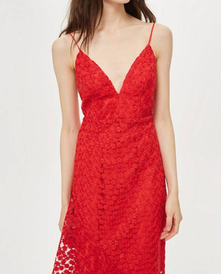 Topshop - Vestido de coquetel assimétrico com bordado de renda
