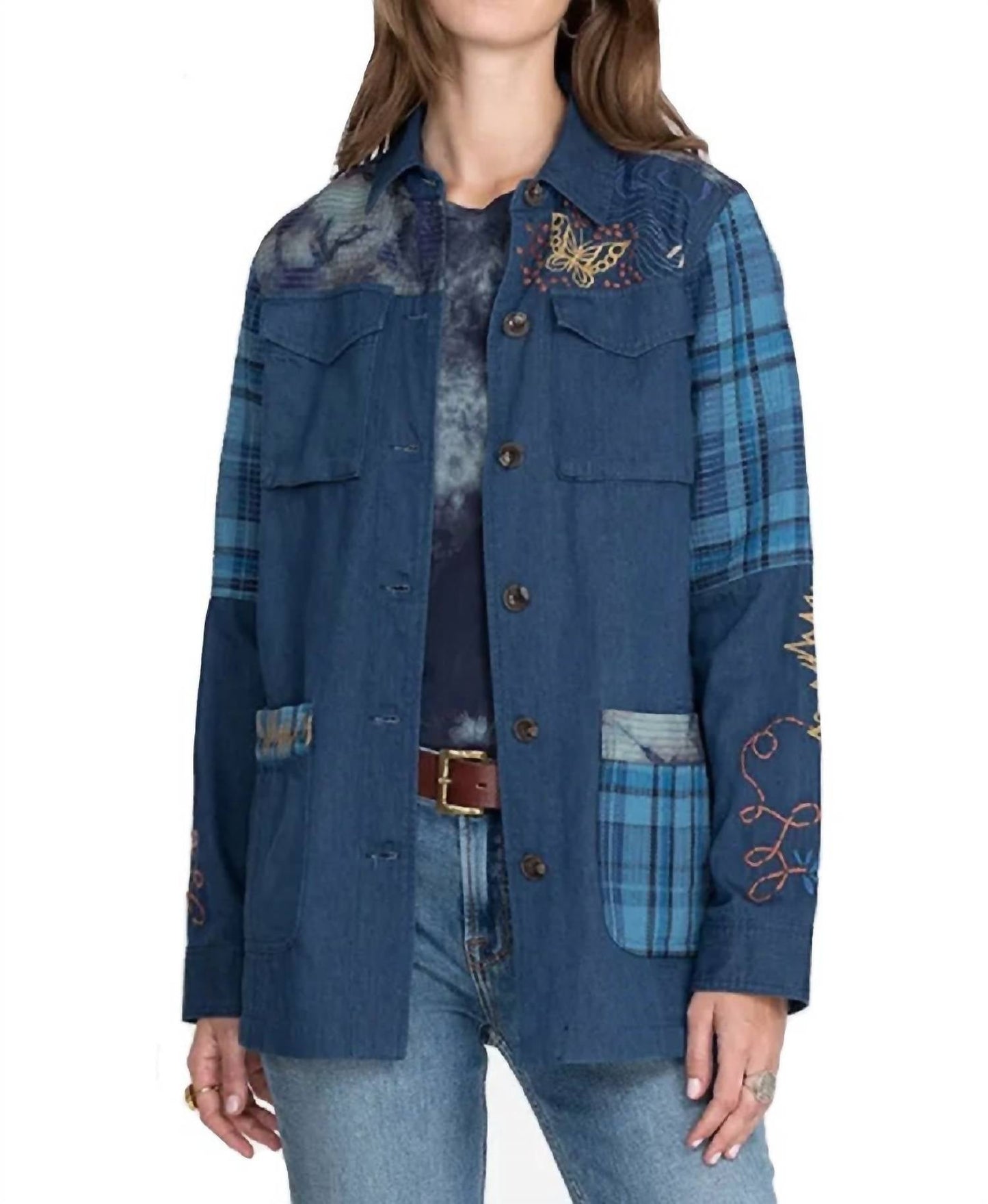 Johnny Was - Moonlight Tie Dye Patchwork Military Jacket