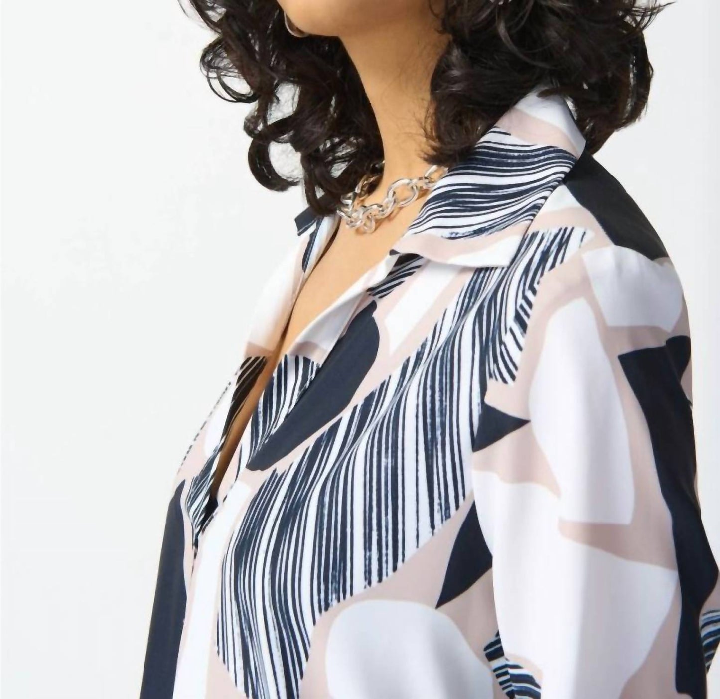 Joseph Ribkoff - Abstract Print Short Sleeve Maxi Shirt Dress