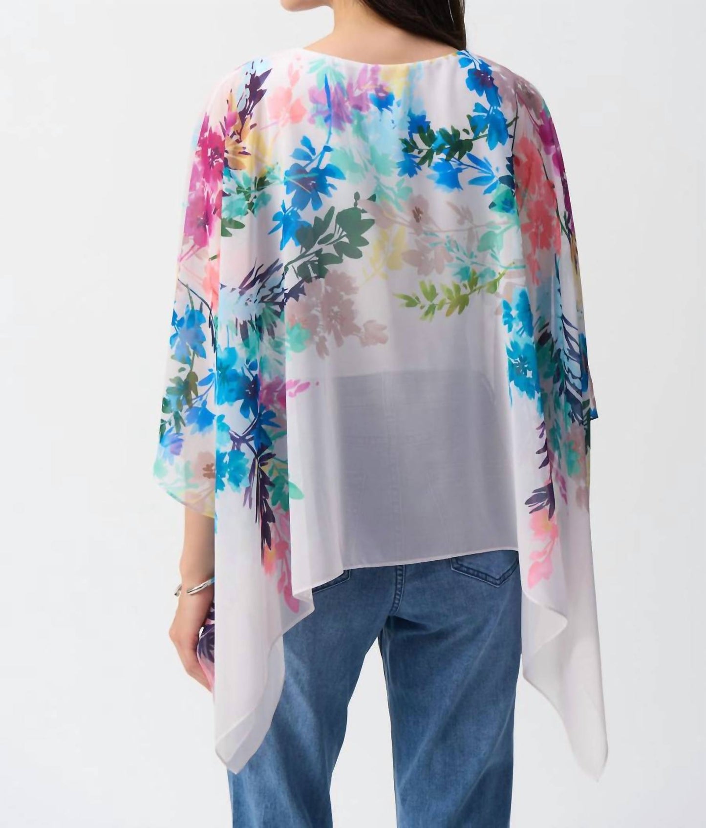 Joseph Ribkoff - Chiffon Floral Print Poncho Top