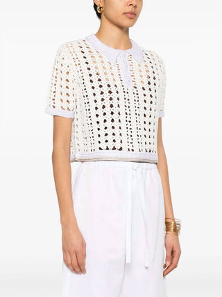 Forte Forte - Cable Lux Crochet Cropped Polo