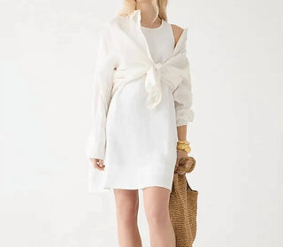J.Crew - Vestido Maxine com botões nas costas em linho