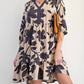 Easel - Floral Printed Challis Relaxed Mini Dress