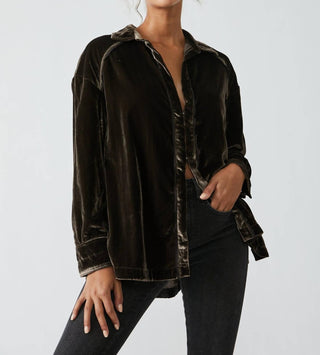 Free People - Camisa de manga comprida de veludo Marianne