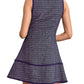 Entro - Tracy Piping Detail Front Zipper Tweed Sleeveless Dress