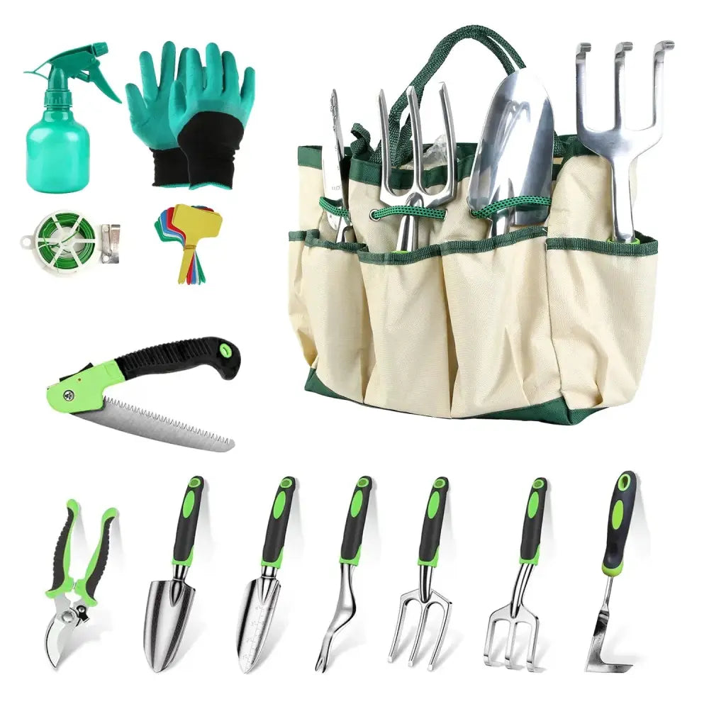 13 Piece Ergonomic Aluminum Garden Tool Set with Storage Bag