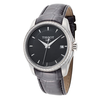 Relógio Tissot Feminino T0352106605100 Couturier com Moldura de Diamante e 32mm em Couro Preto