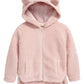 Kids Faux Shearling Hooded Jacket in Pink Cake