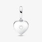 Pandora - Pearlescent White Heart Double Dangle Charm Sterling silver charm only