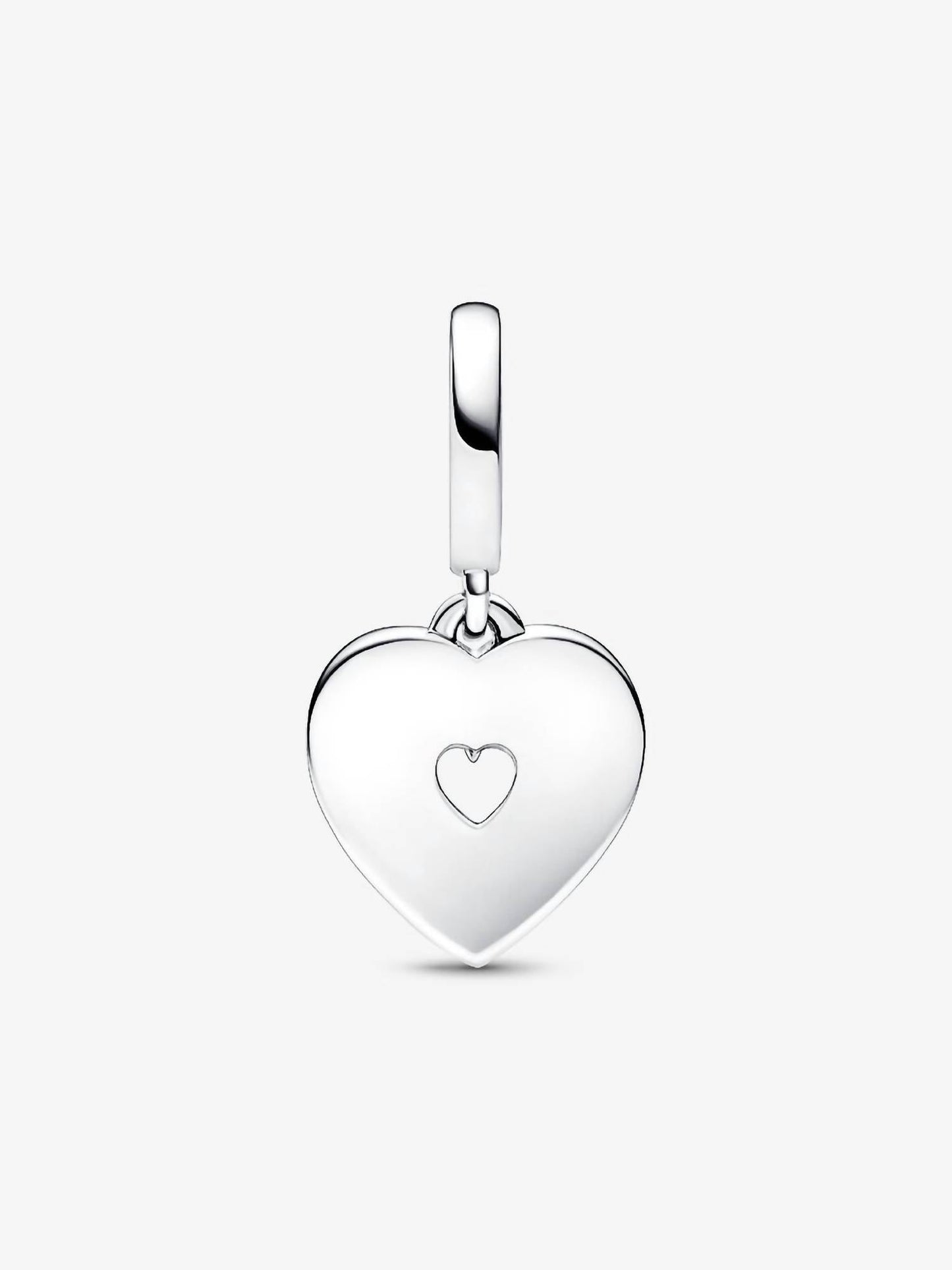 Pandora - Pearlescent White Heart Double Dangle Charm Sterling silver charm only