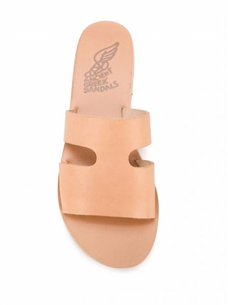 Sandálias Gregas Antigas - Sandálias Rasas de Couro Apteros Slide Femininas