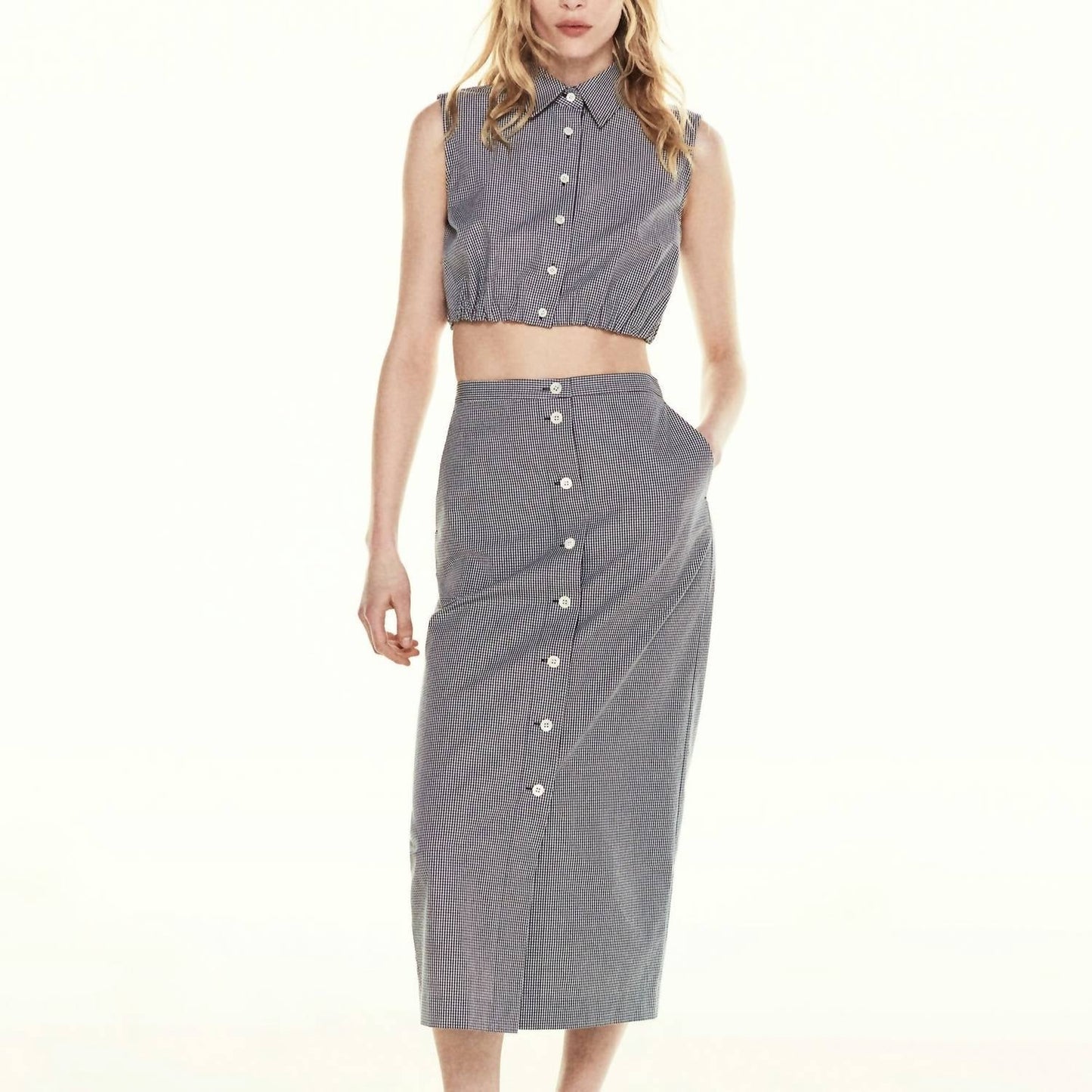 Frame - Collared Cropped Top
