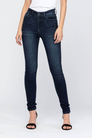 Judy Blue - Calça jeans skinny super escura de cintura alta