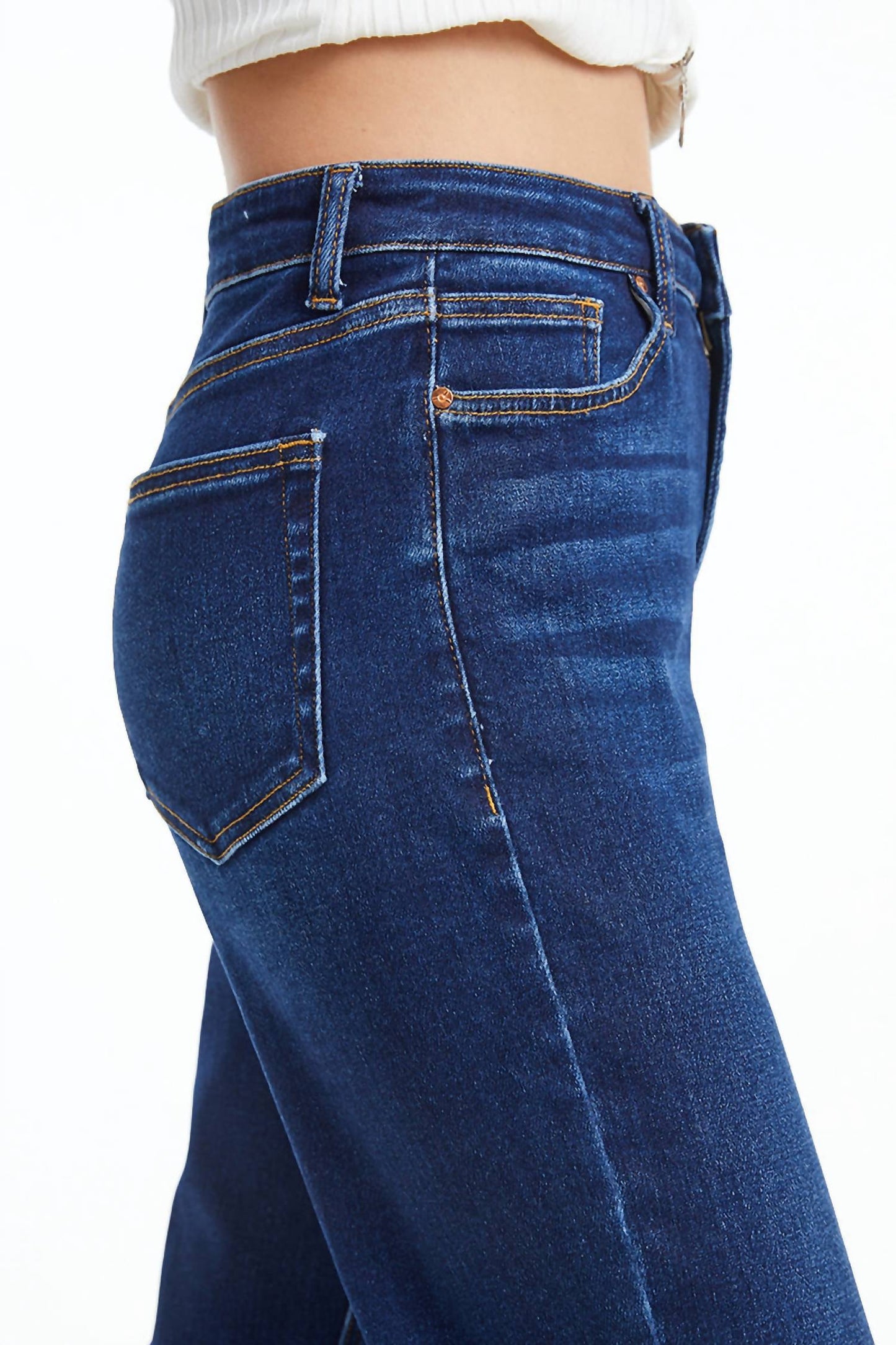 Bayeas - High Rise Straight Raw Hem Jeans