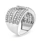 .925 Sterling Silver 2 3/8 Cttw Diamond Multi Row Overlay Band Ring ( J-K Color, I3 Clarity) - Ring Size 7