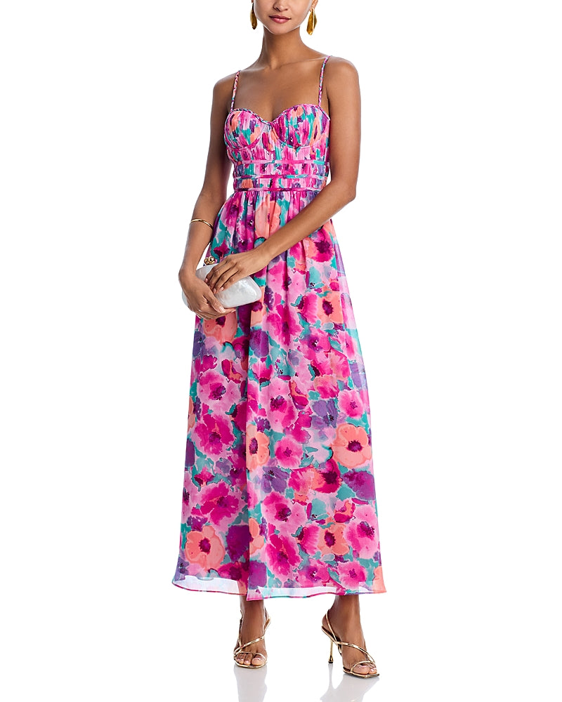 Aqua Floral Maxi Dress Exclusive