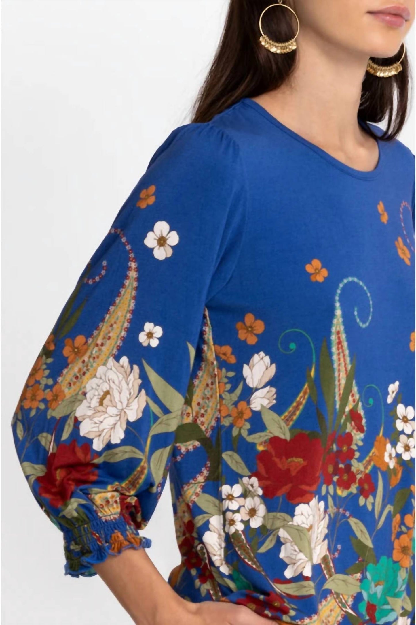 Johnny Was - TEE BEE SMOCKED SLEEVE TEE