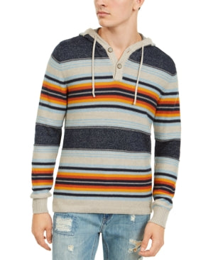 American Rag Mens Striped Henley Hoodie