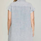 Trendsi - She + Sky Full Size Folded Cuff Button Down Washed Twill Shirt Dress Plus Size