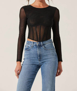 Astr - Kezia Long Sleeve Mesh Corset Top