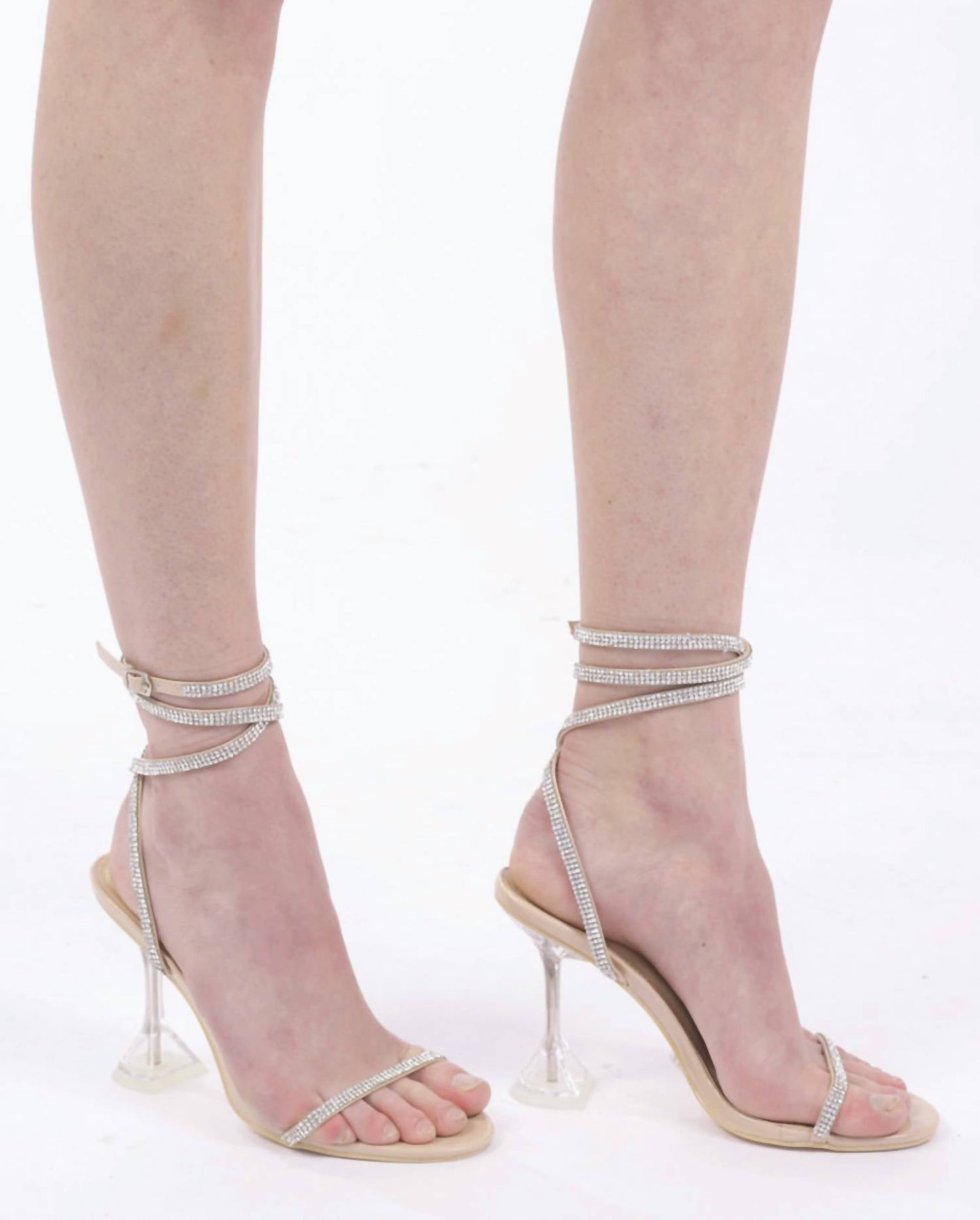 Cape Robbin - Women's Daddy Catchers Lucite Rhinestone Strappy Sandal Heels