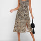 Topshop - Animal Print Plunge Neckline Mesh Midi Dress