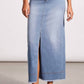 Tribal - Full Length Front Slit Denim Midi Skirt
