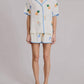 Flat White - Cancun Embroidered Shorts