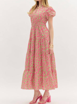 Entro - Floral puff sleeves Maxi Dress