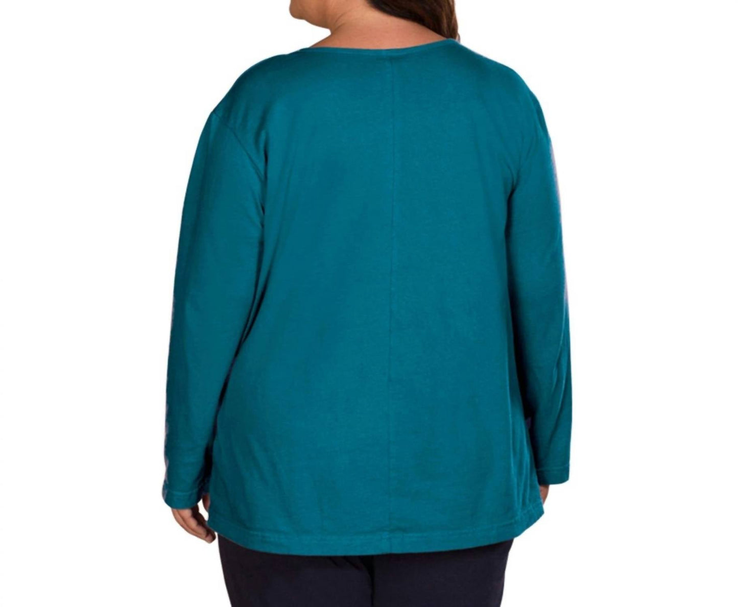On The Plus Side - Jersey Long Sleeve U-Neck Tee - Plus