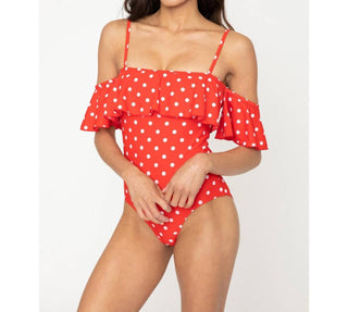 Marina West Swim - Maiô com ombros de fora e bolinhas