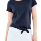 NIC+ZOE Tie Front Cotton T-Shirt - Dark Indigo