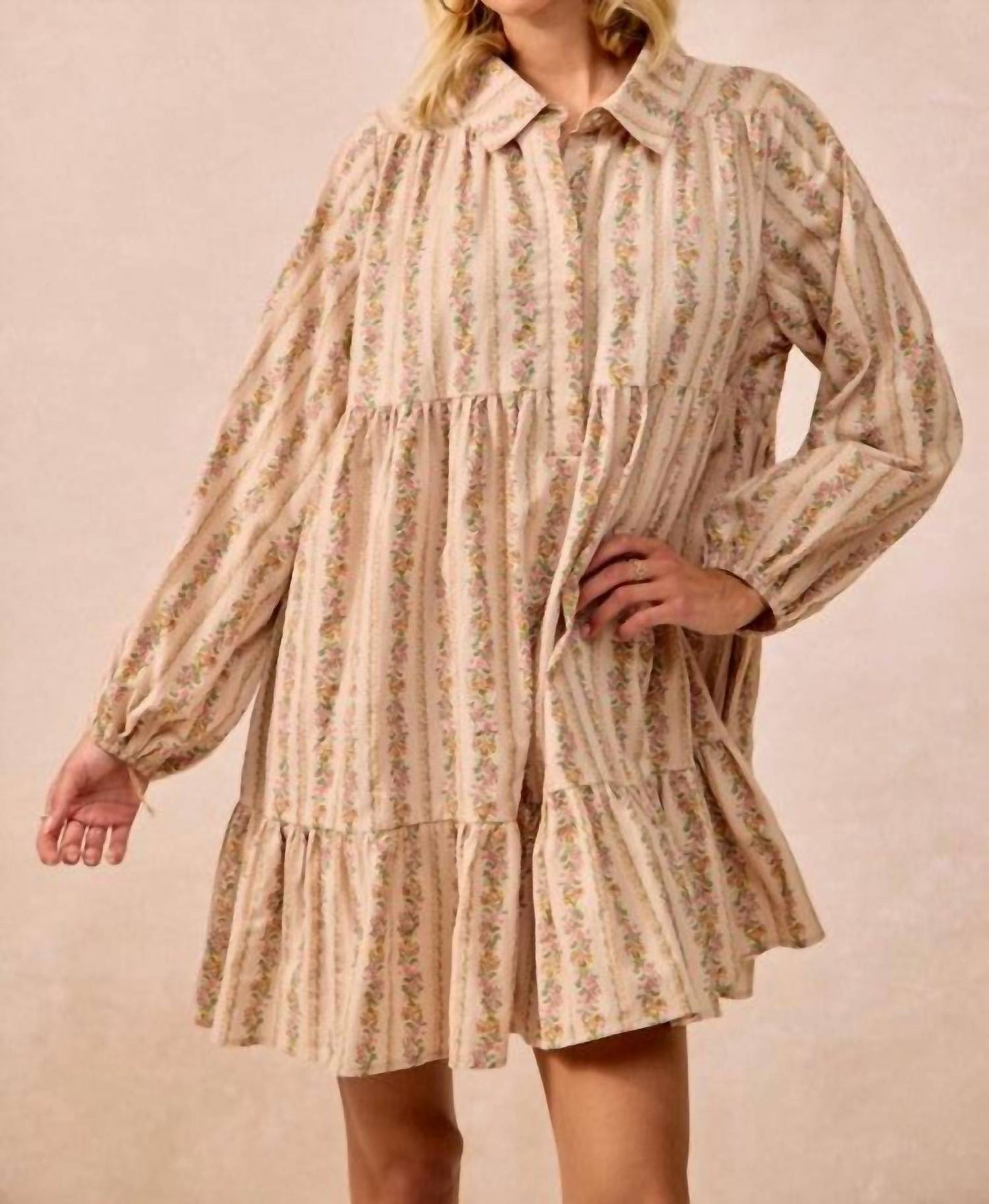 Bibi - Floral Print Buttoned Shirt Dress