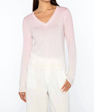 Kinross - Ombre Pointelle Vee Sweater
