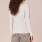 Democracy - Mock Neck Raglan Sleeve Knit Top With Lettuce Edge