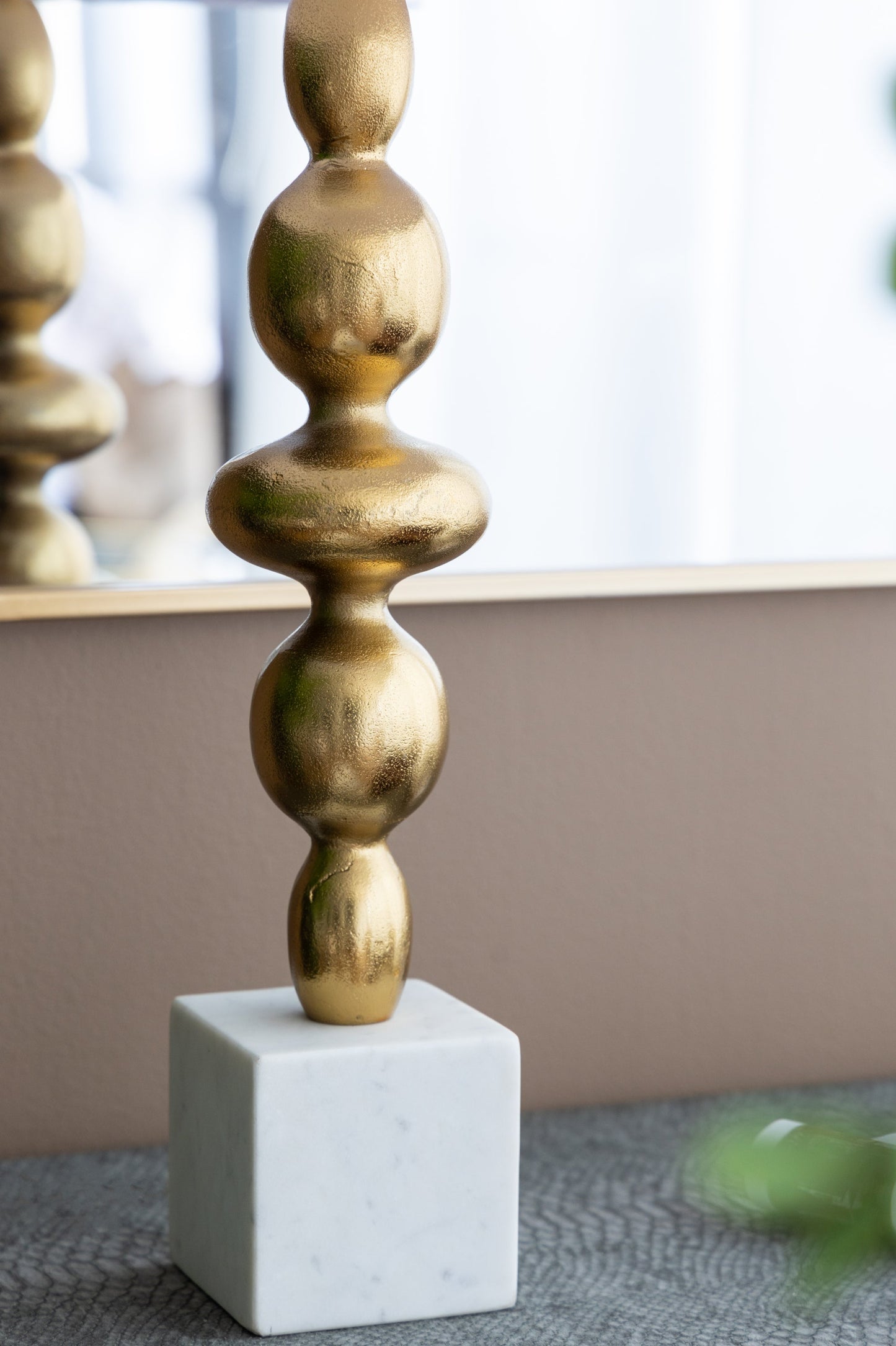 D15x29.5' Gold and White Table Lamp with Round Four Tiered Body