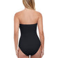 Profile By Gottex - Shirred Front Bandeau Strapless One Piece Swimsuit