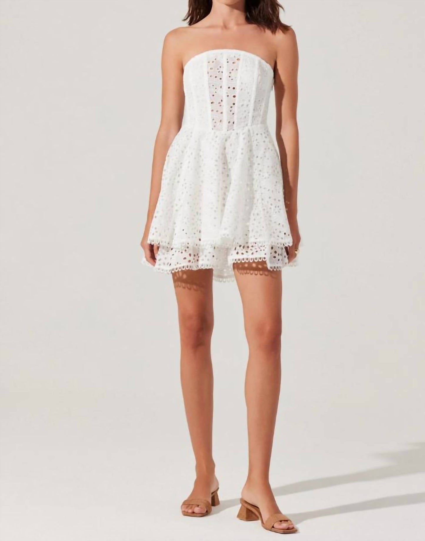 Astr - Deasia Strapless Eyelet Mini Dress