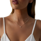 14k Gold Plated Dainty Diamond Solitaire Layered Necklace