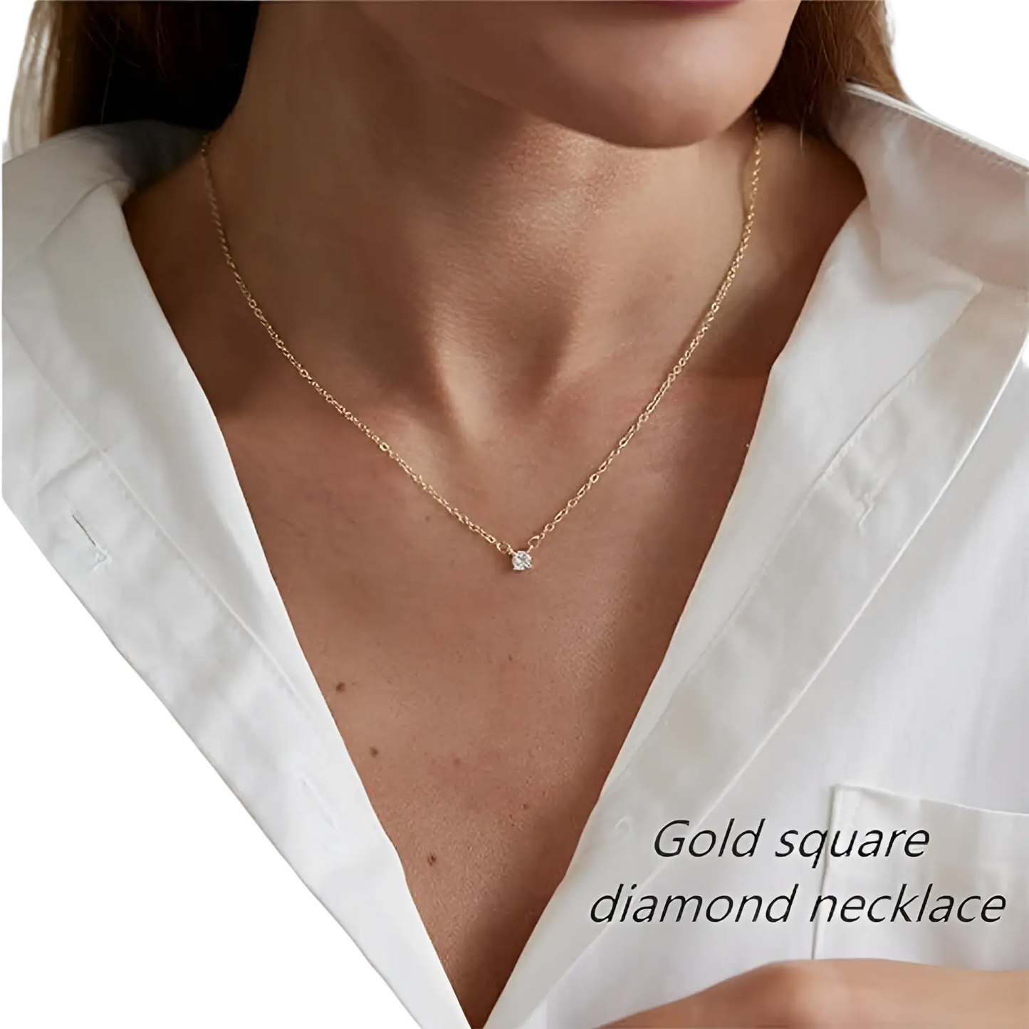 14k Gold Plated Dainty Diamond Solitaire Layered Necklace