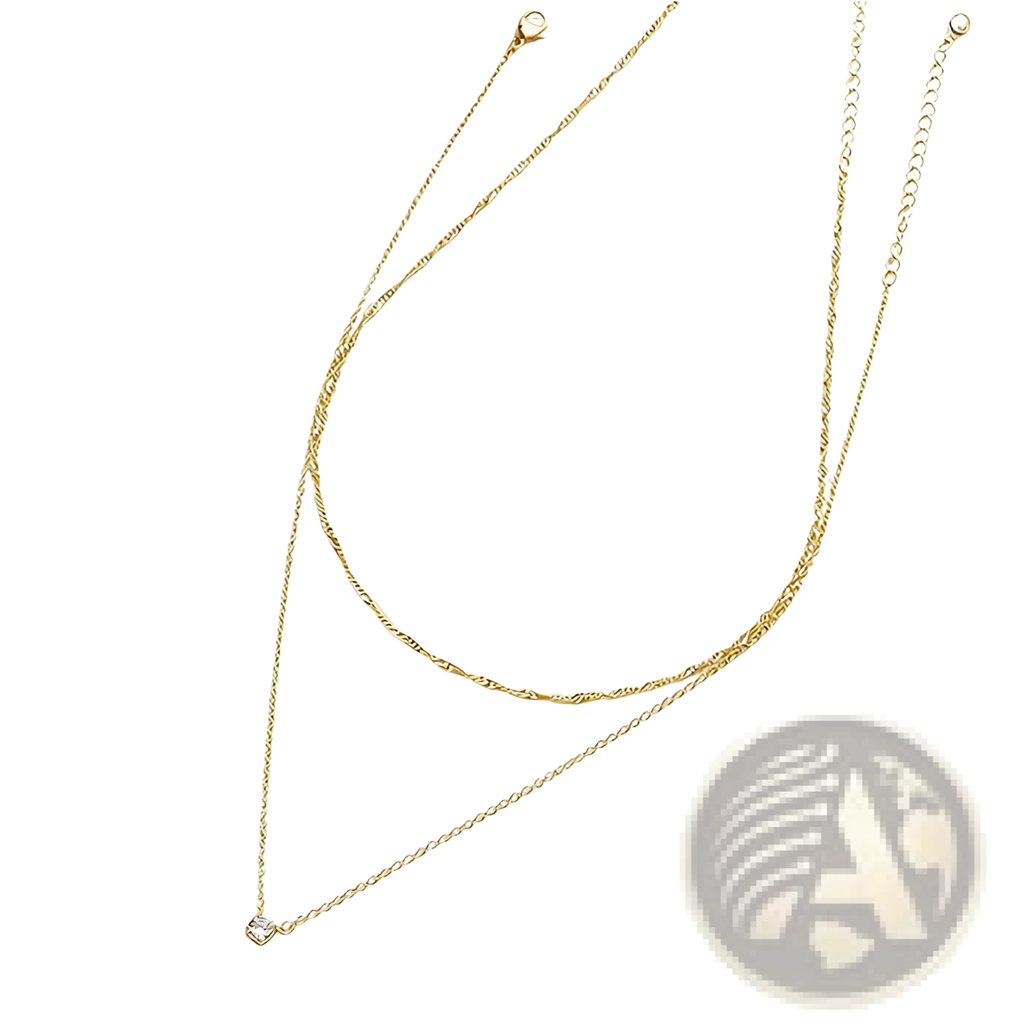 14k Gold Plated Dainty Diamond Solitaire Layered Necklace