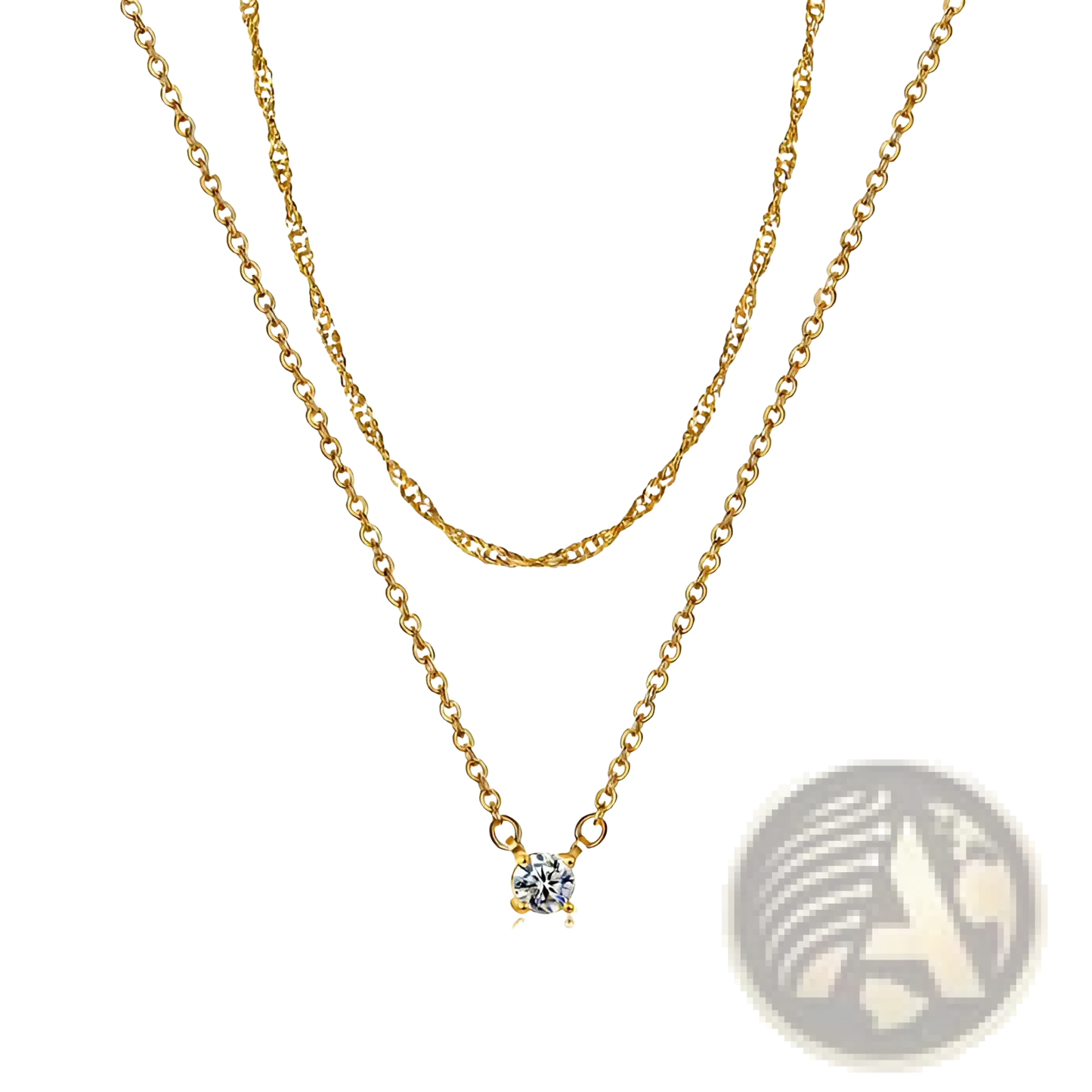 14k Gold Plated Dainty Diamond Solitaire Pendant Necklace