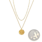 14k Gold Plated Layered Coin and Bar Pendant Necklace