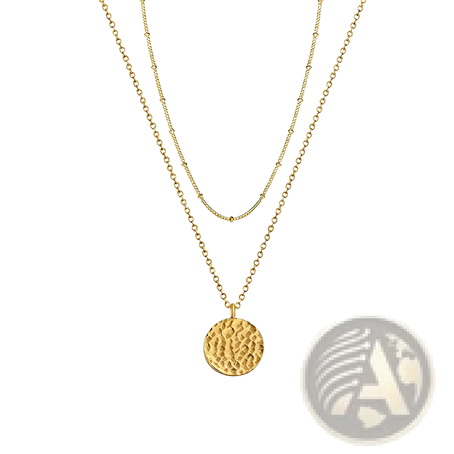 14k Gold Plated Layered Coin and Bar Pendant Necklace