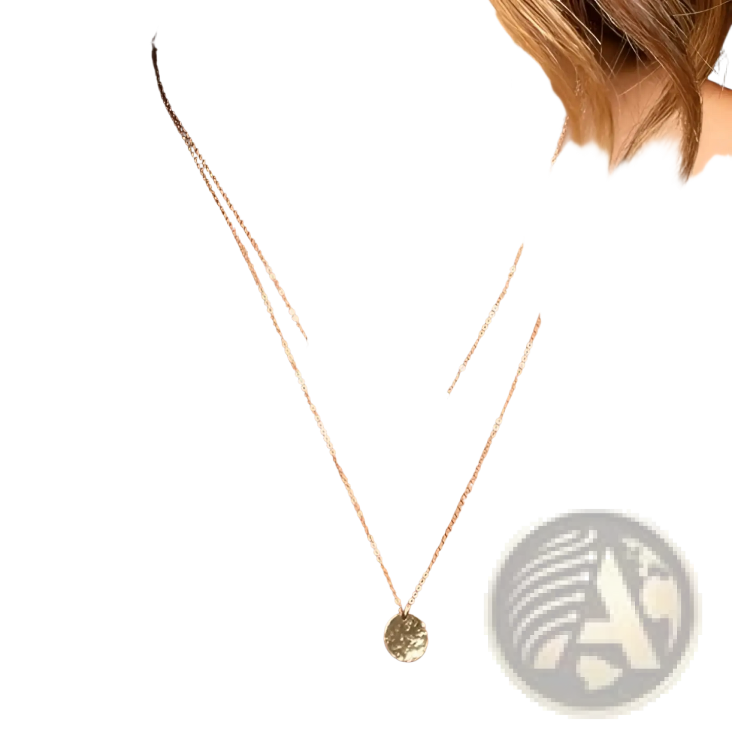14k Gold Plated Layered Necklace Set with Bar and Disc Pendants