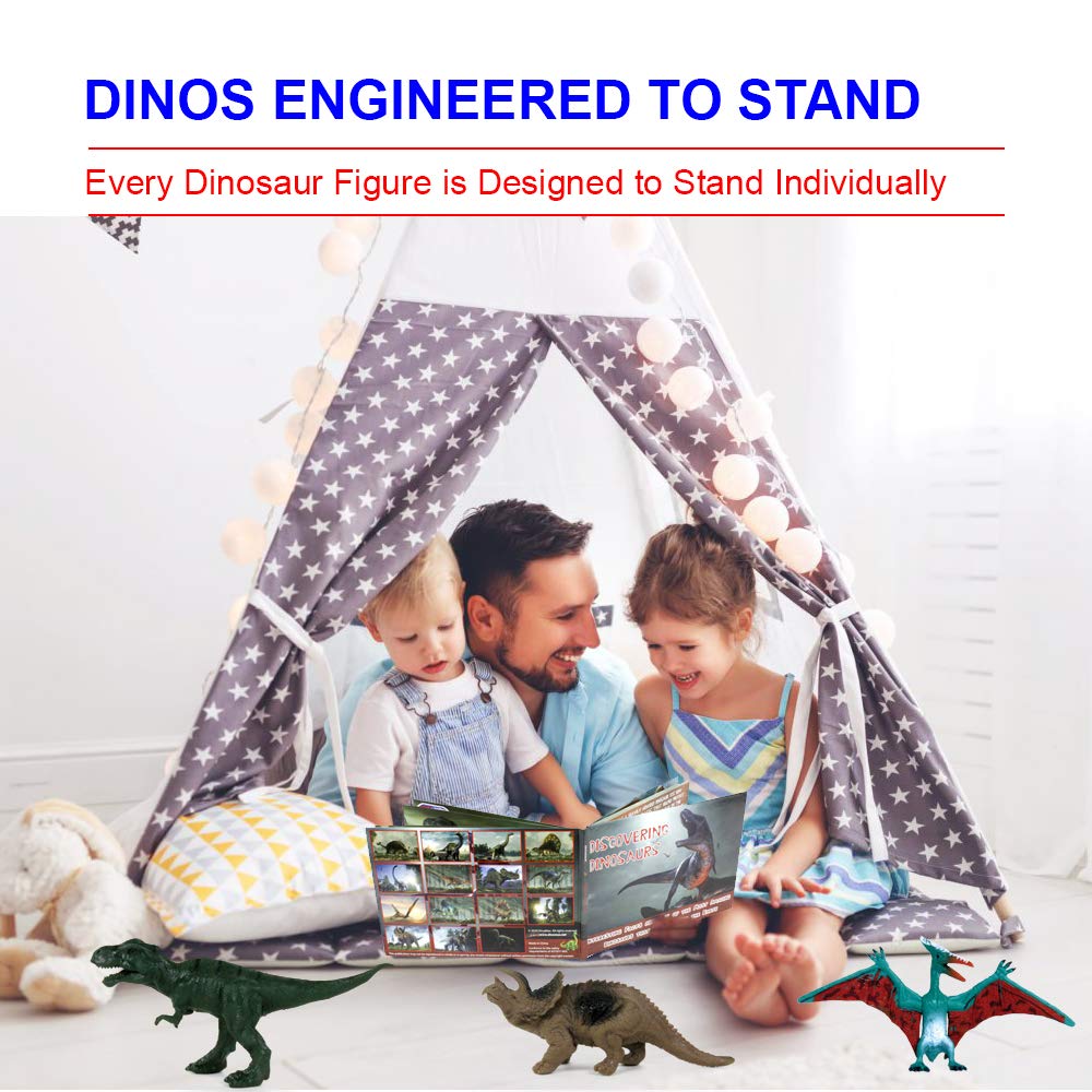 Conjunto de 15 figuras de dinossauro e livro 