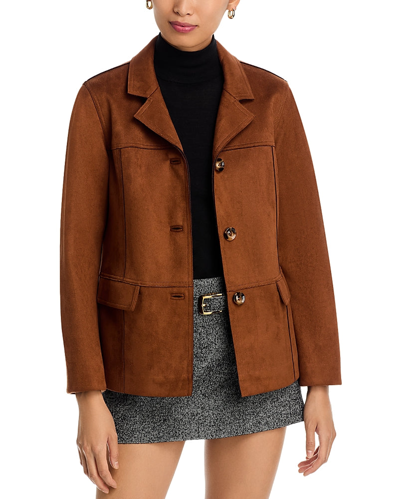 French Connection Tan Faux Suede Jacket